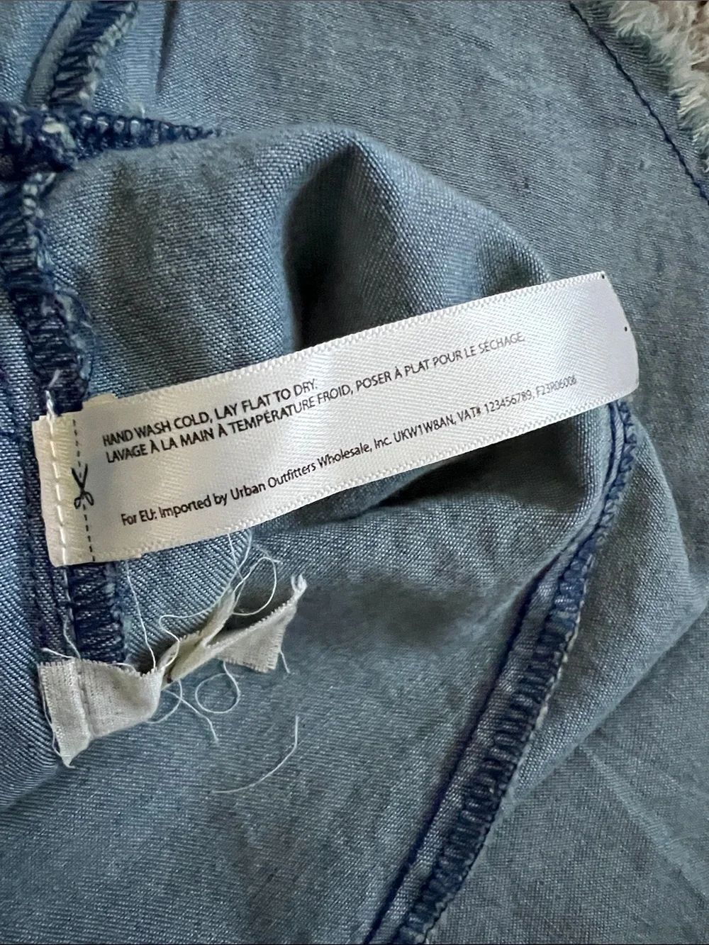 Free People Light Blue Washed Denim Ruffle Romper - Picture 11 of 16